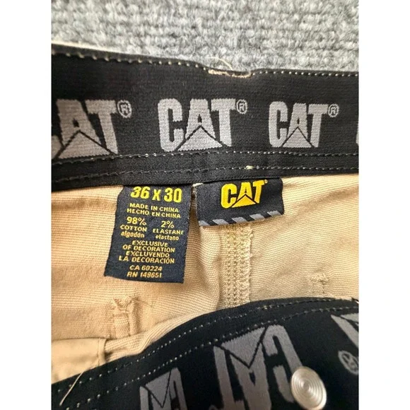 CAT 1752054 Mens Work Pants Size 36x30 Tan Khaki Stretch Cotton Workwear - Picture 3 of 12